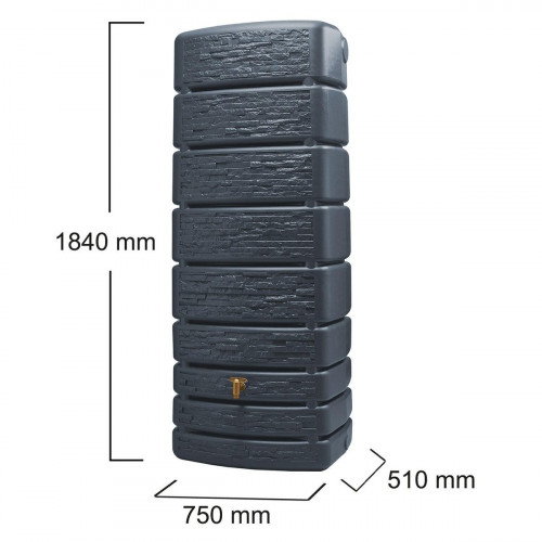 Recuperador de agua polietileno Slim Stone 500L gris 75x184x51cm