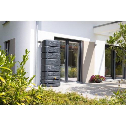 Recuperador de agua polietileno Slim Stone 500L gris 75x184x51cm