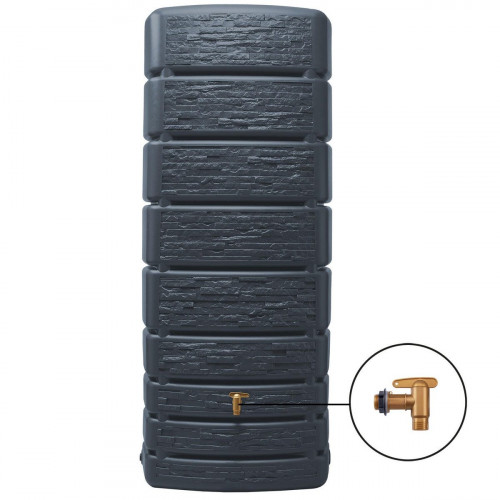Recuperador de agua polietileno Slim Stone 500L gris 75x184x51cm