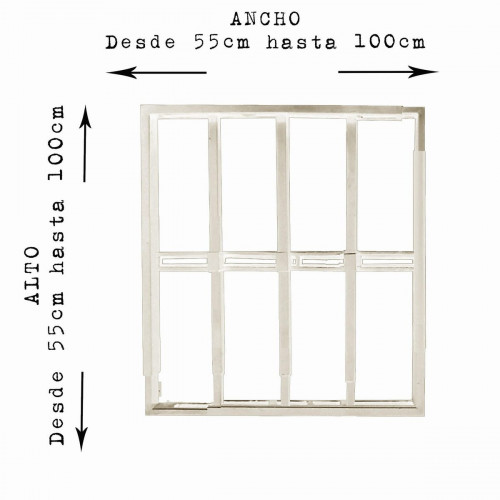 Reja blanca anti-robo ajustable (ancho y alto) desde 55X55cm a 100X100cm