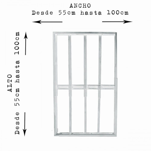 Reja blanca anti-robo ajustable (ancho y alto) desde 55X55cm a 100X100cm