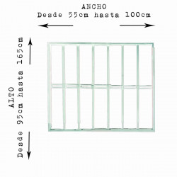 Reja blanca anti-robo ajustable (ancho y alto) desde 55X95cm a 100X165cm