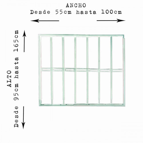 Reja blanca anti-robo ajustable (ancho y alto) desde 55X95cm a 100X165cm