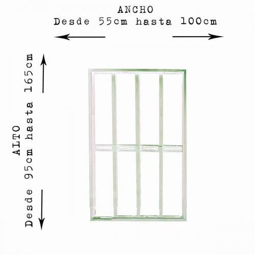 Reja blanca anti-robo ajustable (ancho y alto) desde 55X95cm a 100X165cm