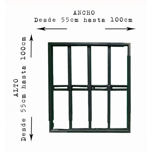 Reja negra anti-robo ajustable (ancho y alto) desde 55X55cm a 100X100cm