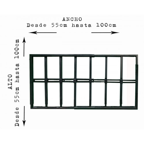 Reja negra anti-robo ajustable (ancho y alto) desde 55X55cm a 100X100cm