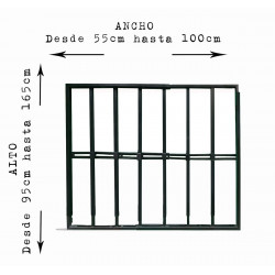 Reja negra anti-robo ajustable (ancho y alto) desde 55X95cm a 100X165cm