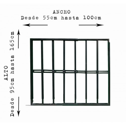 Reja negra anti-robo ajustable (ancho y alto) desde 55X95cm a 100X165cm