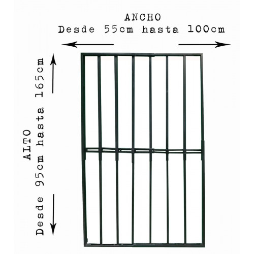 Reja negra anti-robo ajustable (ancho y alto) desde 55X95cm a 100X165cm