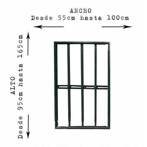 Reja negra anti-robo ajustable (ancho y alto) desde 55X95cm a 100X165cm
