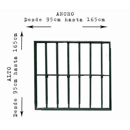 Reja negra anti-robo ajustable (ancho y alto) desde 95X95CM a 165X165CMCM