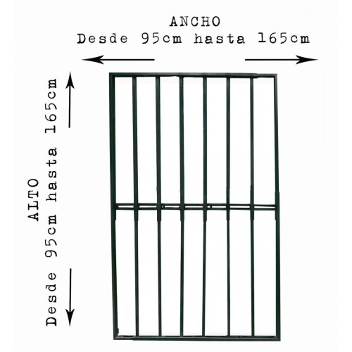 Reja negra anti-robo ajustable (ancho y alto) desde 95X95CM a 165X165CMCM