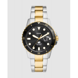 Reloj de hombre blue dive de acero inoxidable con tres agujas y fecha Dorado