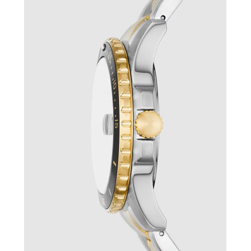 Reloj de hombre blue dive de acero inoxidable con tres agujas y fecha Dorado