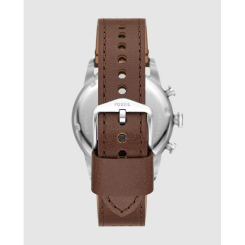Reloj de hombre sport tourer de piel con cronógrafo Plateado