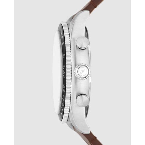 Reloj de hombre sport tourer de piel con cronógrafo Plateado