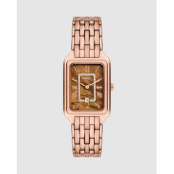 Reloj de mujer raquel de acero inoxidable con tres agujas y fecha Rosa