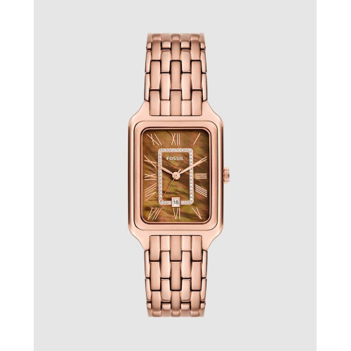 Reloj de mujer raquel de acero inoxidable con tres agujas y fecha Rosa
