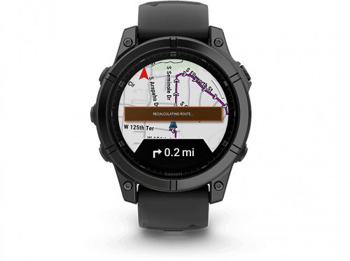 Reloj deportivo - Garmin FĒNIX® E, Acero gris con correa negra, 47 mm, Correa 125-208 mm, 1.3