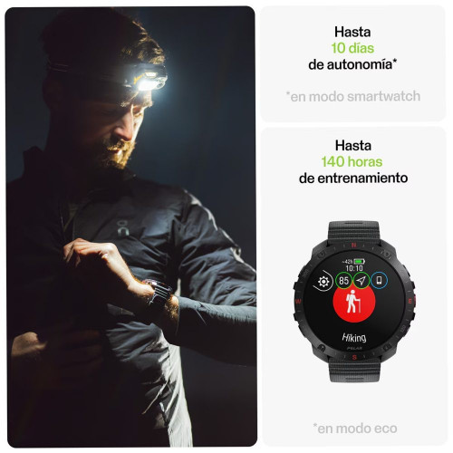 Reloj smartwatch Polar Grit X2 Pro Talla S-L Polar Negro / Gris