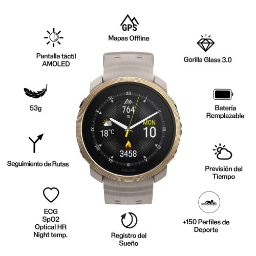 Reloj Smartwatch Vantage M3 S/L Polar Gris / Dorado
