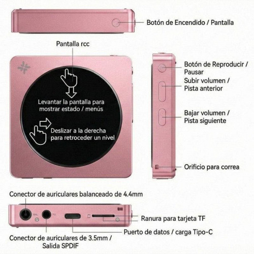 Reproductor de música portátil FiiO SnowSky DISC Dual DAC Bluetooth LDAC Pantalla táctil