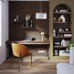 Revestimiento de pared de palillería efecto 3D MDF Inari Artens nogal 5 lamas de 260x30cm