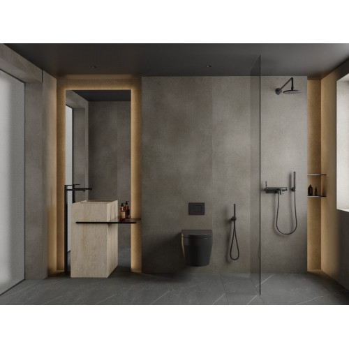 Revestimiento de pared decorativo efecto cemento vinílico SPC Core gris de 260x120cm