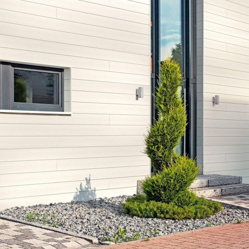 Revestimiento de pared decorativo efecto madera de PVC Dumaclin Cream crema apto para exterior 240x18.5cm