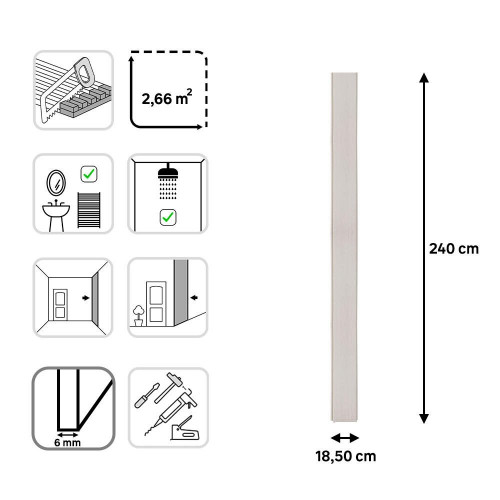 Revestimiento de pared decorativo efecto madera de PVC Dumaclin Cream crema apto para exterior 240x18.5cm