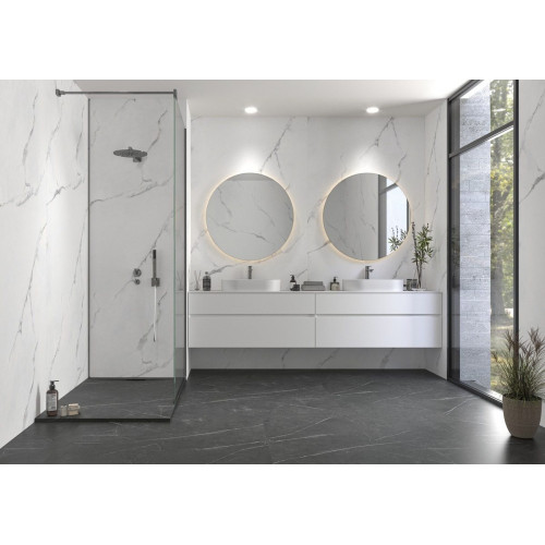 Revestimiento de pared decorativo efecto mármol vinílico SPC Marbre Calacatta blanco de 260x120cm