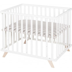 Roba Parque Infantil 75 x 100 cm con Colchoneta Lil Planet Gris - Altura Ajustable