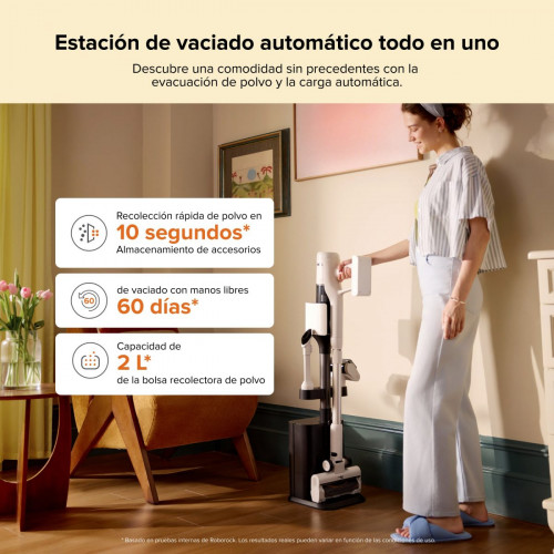 Roborock H60 Hub Aspirador Escoba sin Cable con Base de Vaciado Automático