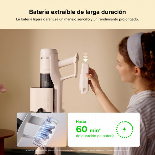 Roborock H60 Hub Aspirador Escoba sin Cable con Base de Vaciado Automático