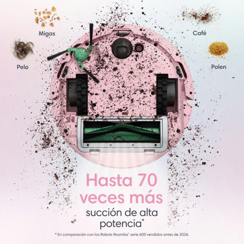 Robot aspirador Roomba® Mini con Base AutoEmpty™ con 90 días de autovaciado y 7.000 Pascales Rosa