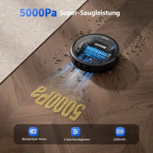 Robot Aspirador Teendow D10s Plus 5000 Pa de potencia de succión batería de 3200 mah