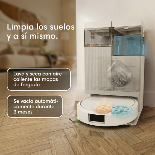 Robot aspirador y friegasuelos Roomba Plus 415 Combo y Base AutoWash multifunción, 20.000Pa, Mopas DualClean Elevables y secado con calor Blanco