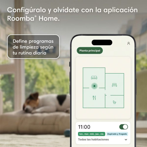 Robot aspirador y friegasuelos Roomba Plus 415 Combo y Base AutoWash multifunción, 20.000Pa, Mopas DualClean Elevables y secado con calor Blanco