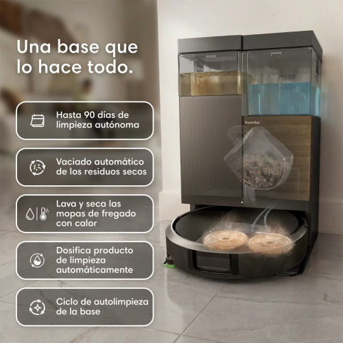 Robot aspirador y friegasuelos Roomba® Plus 575 Combo Base AutoWash multifunción, 25.000Pa, Lava y seca con calor, IA PrecisionVision™ Negros