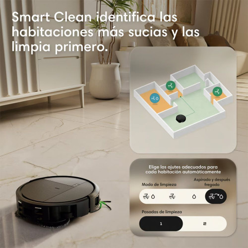 Robot aspirador y friegasuelos Roomba® Plus 575 Combo Base AutoWash multifunción, 25.000Pa, Lava y seca con calor, IA PrecisionVision™ Negros