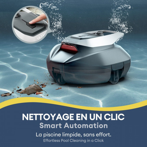 Robot Limpiafondos Piscina P10, 2.5L , 90Min, 80m², Recogida sin Poste, Estacionamiento Automático, Aspirador Piscina Fondos sin Cable con 2 Motores