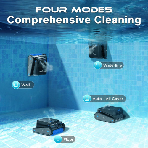 Robot Piscina Limpiafondos y Paredes U8 Negro, APP EVERCROSS BOT