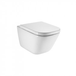 Roca Pack The Gap: inodoro suspendido rimless de cerámica con tapa SoftClose de Duroplast, blanco (A34H47L000)