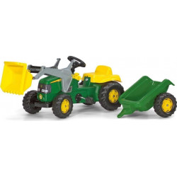 Rolly Toys rollyKid Tractor de pedales John Deere con pala delantera y remolque