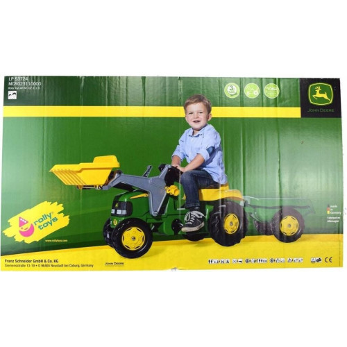 Rolly Toys rollyKid Tractor de pedales John Deere con pala delantera y remolque
