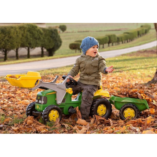 Rolly Toys rollyKid Tractor de pedales John Deere con pala delantera y remolque