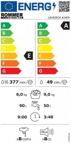 ROMMER A1409 Blanco - Lavadora Secadora 9KG 6KG 1400RPM