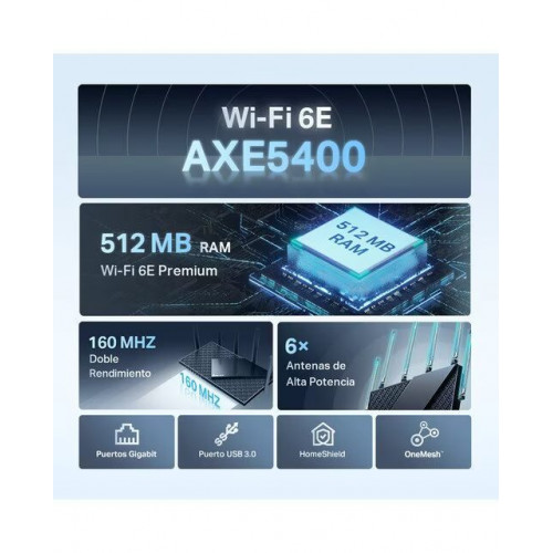 Router Archer AXE75 Wi-Fi 6E Triple Banda Ethernet Gigabit AXE5400 Negro