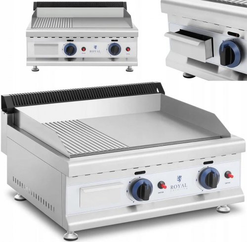 Royal Catering Plancha doble de gas fry top 60 x 40 cm Lisa/ondulada 10011918