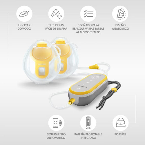 Sacaleches doble eléctrico Medela Freestyle Hands Free Amarillo